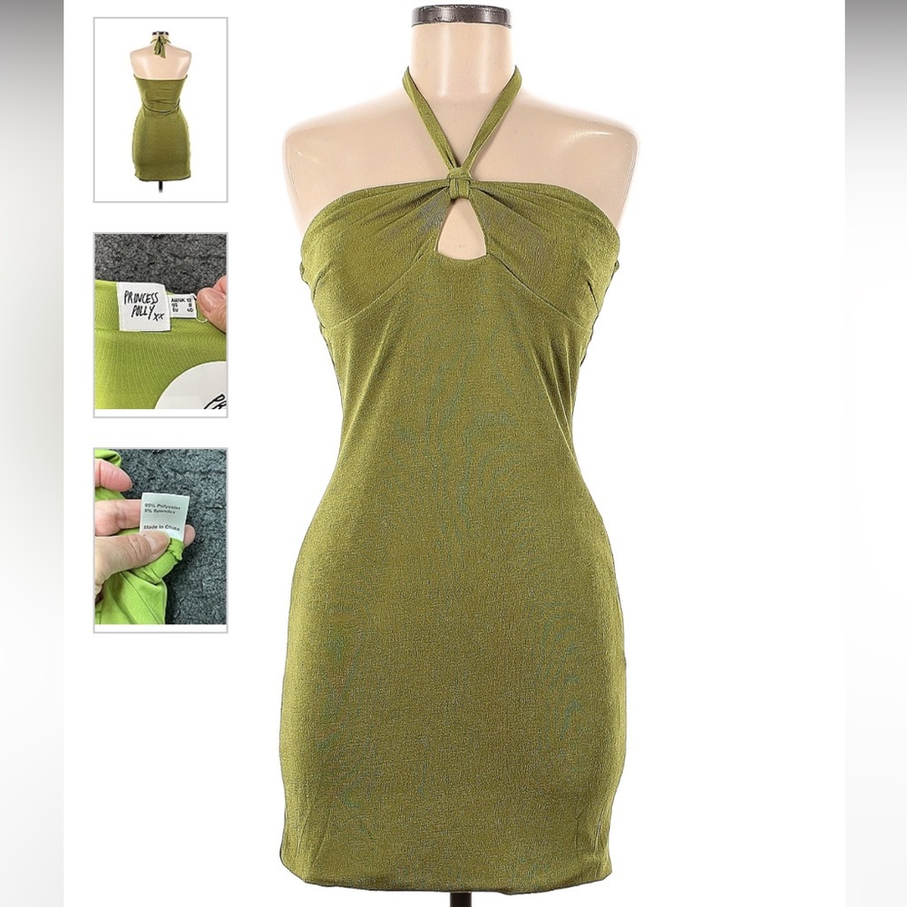 Princess Polly Green Cocktail halter dress size 2